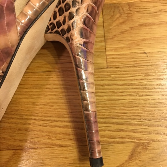 Jimmy Choo Snakeskin Sling Back Open Toe Heels - Picture 8 of 8